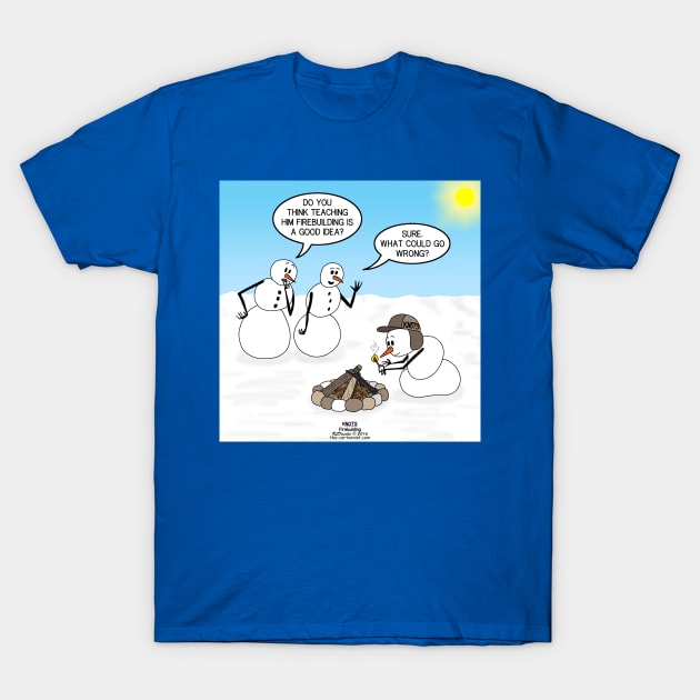 Snow Scout Learns About Fire Building T-Shirt by OutToLunch